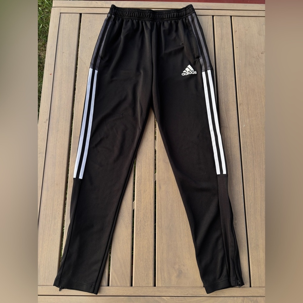 adidas Black Jogger Pants with White Side Stripes